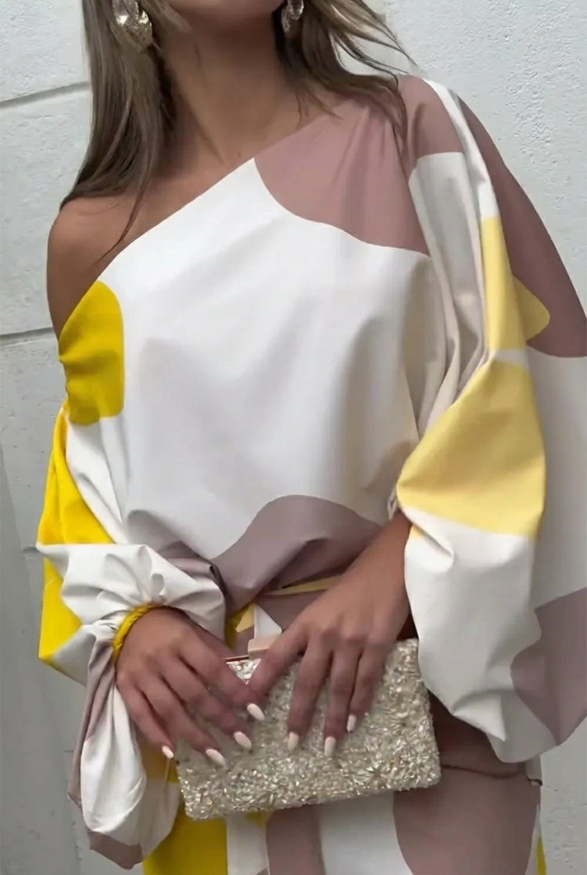 Valira - Vestido midi de un solo hombro con flecos