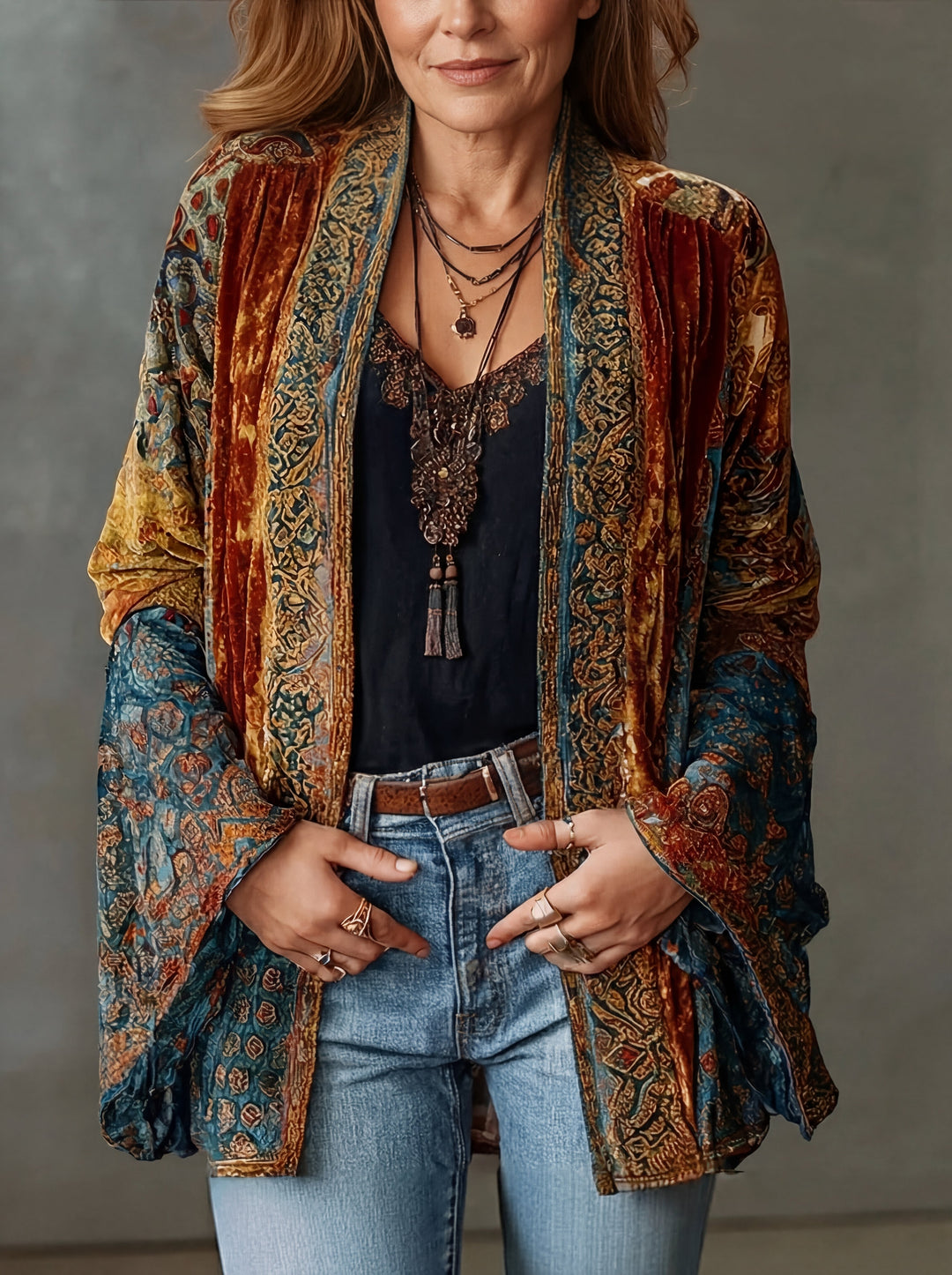 Sylvette - Chaqueta bohemia texturizada