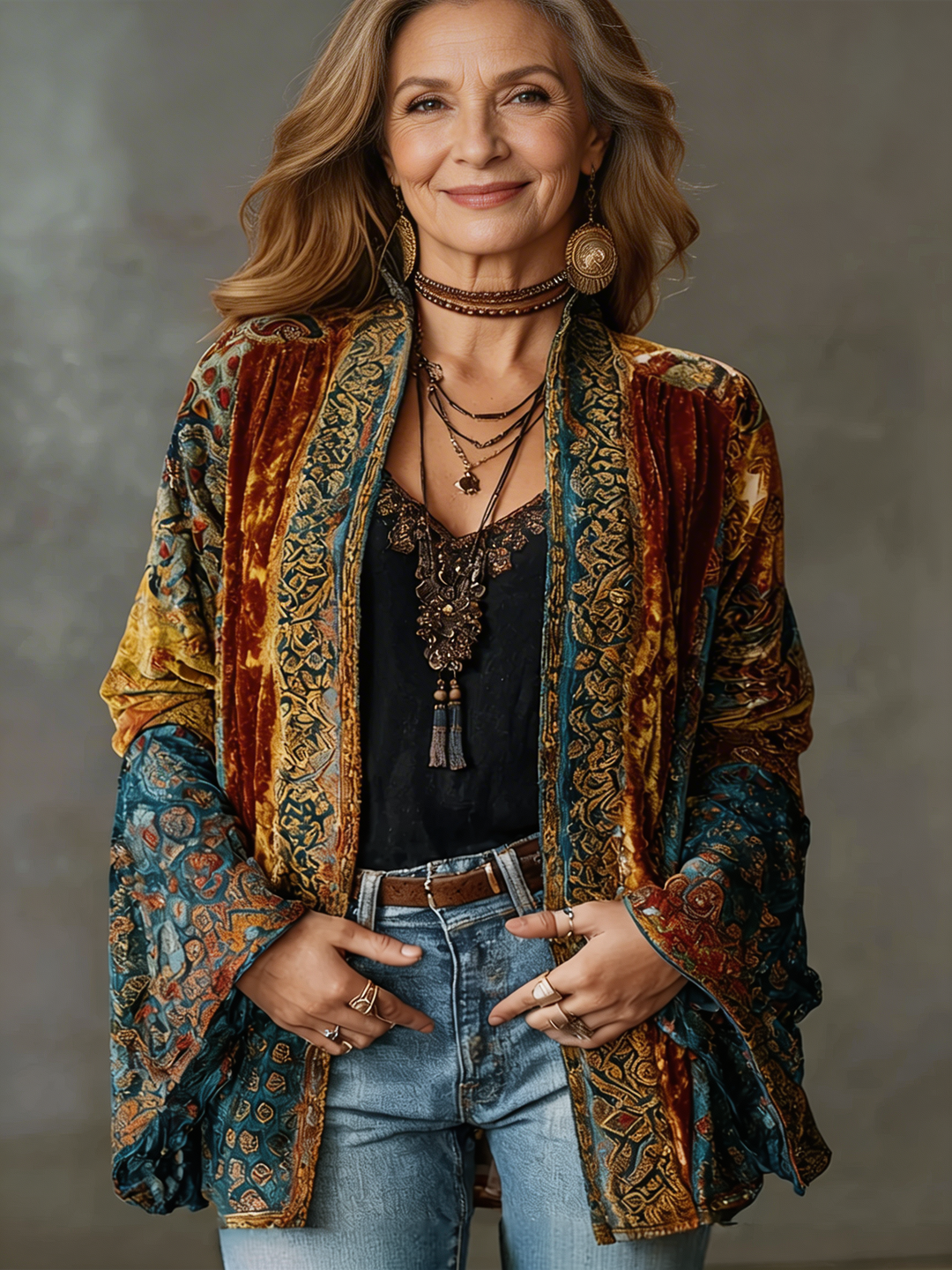 Sylvette - Chaqueta bohemia texturizada