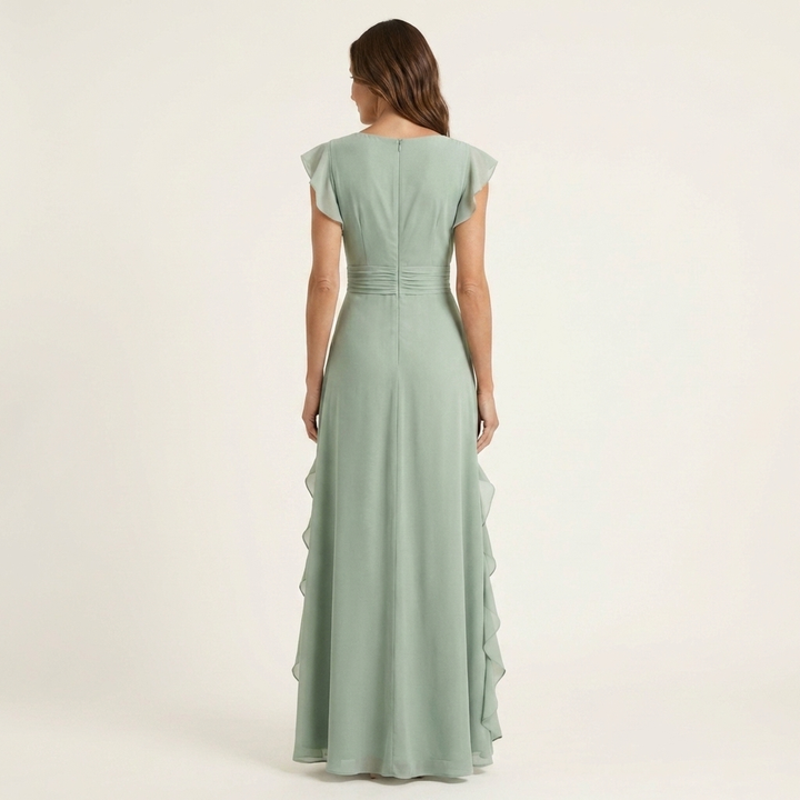 Delyth - Vestido largo elegante con holanes