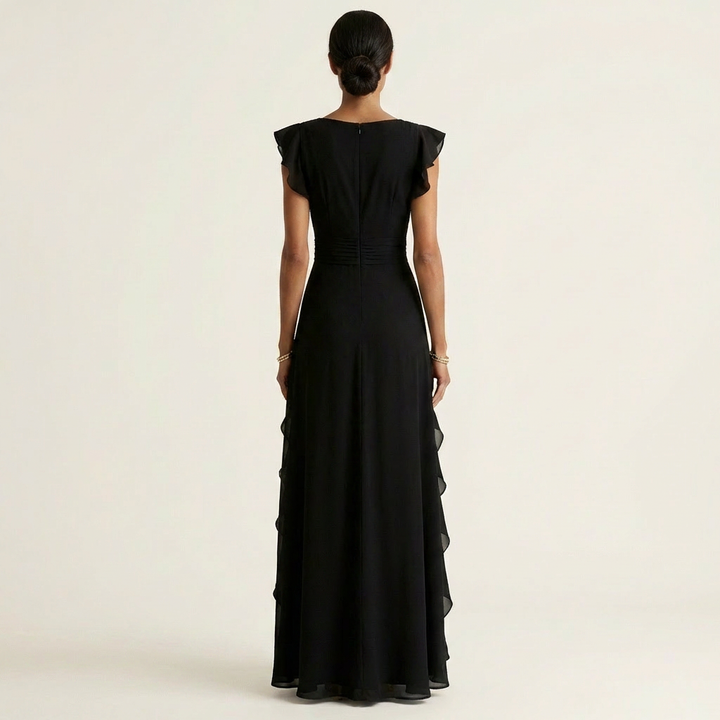 Delyth - Vestido largo elegante con holanes