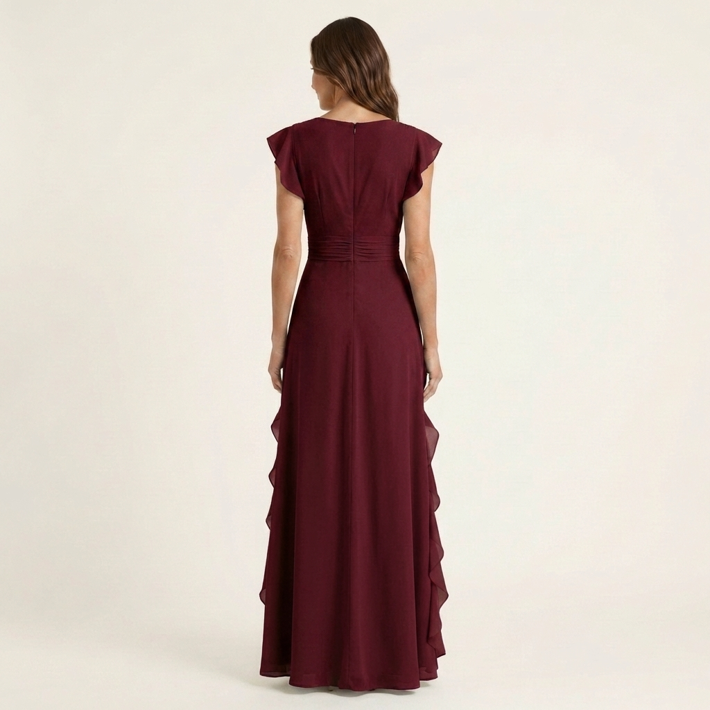 Delyth - Vestido largo elegante con holanes