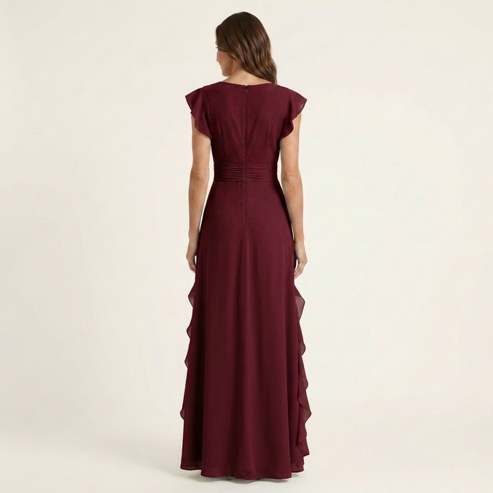 Delyth - Vestido largo elegante con holanes
