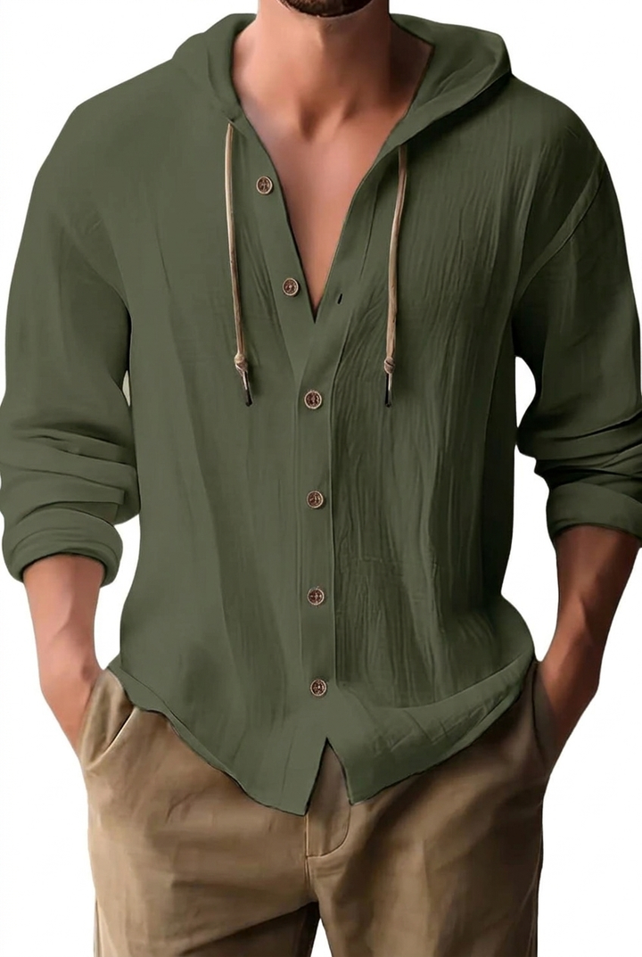 Fraser - Playera Henley con capucha de tacto suave