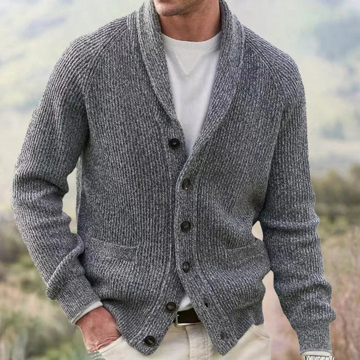 Bevan - Cárdigan texturizado con cuello tipo chal