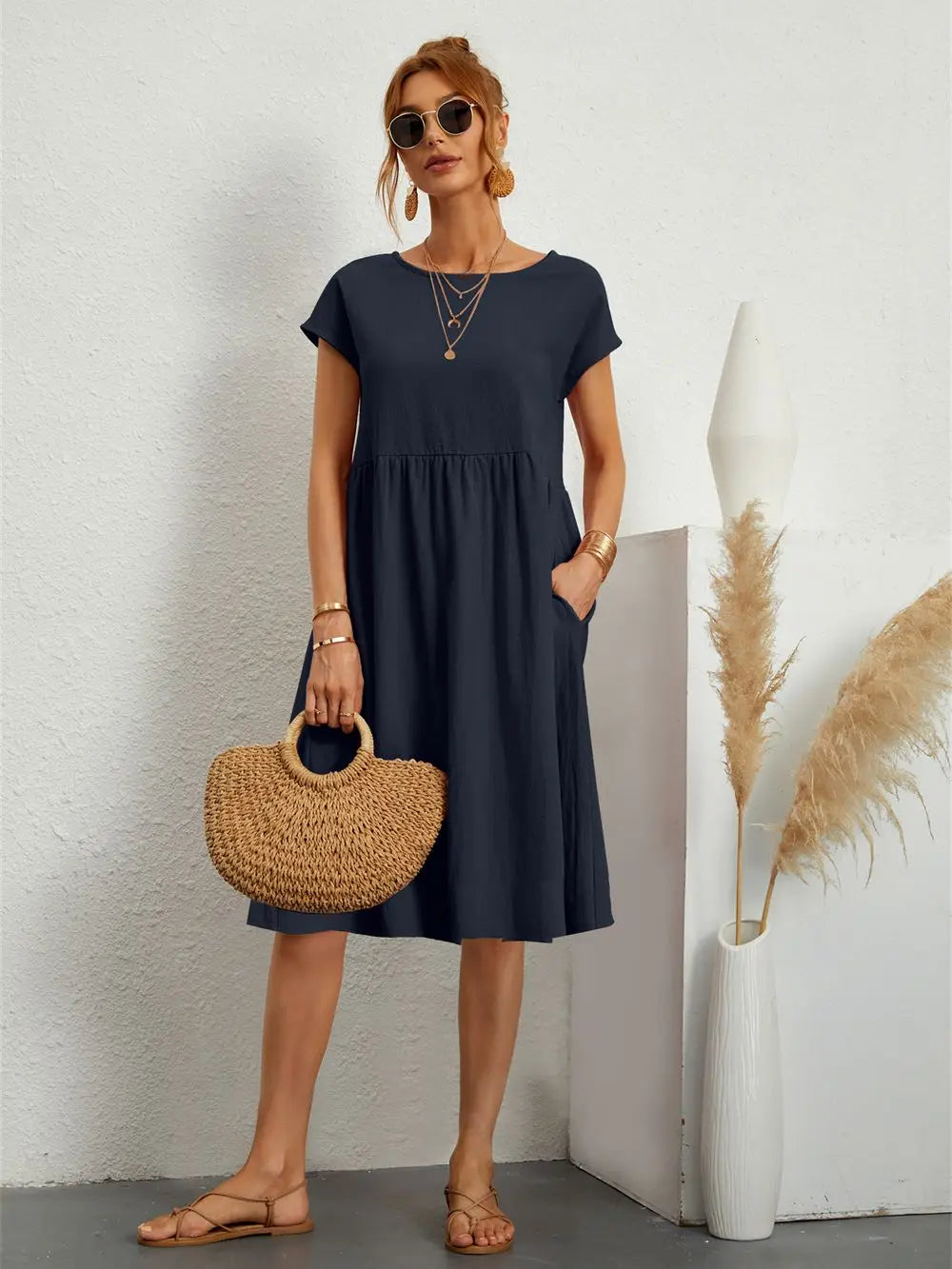 Avenyra - Vestido con bolsillos de tacto suave