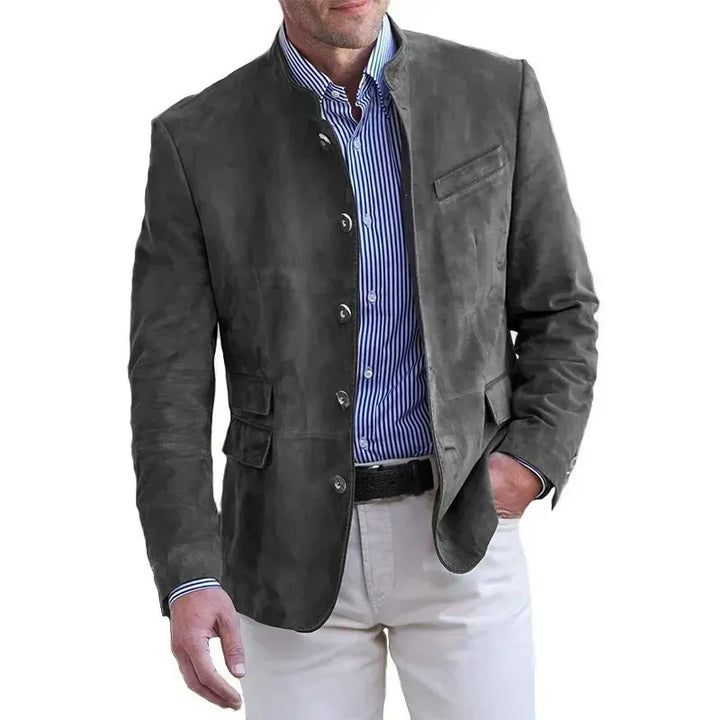 Tavrik - Blazer de cuello alto con textura suave al tacto