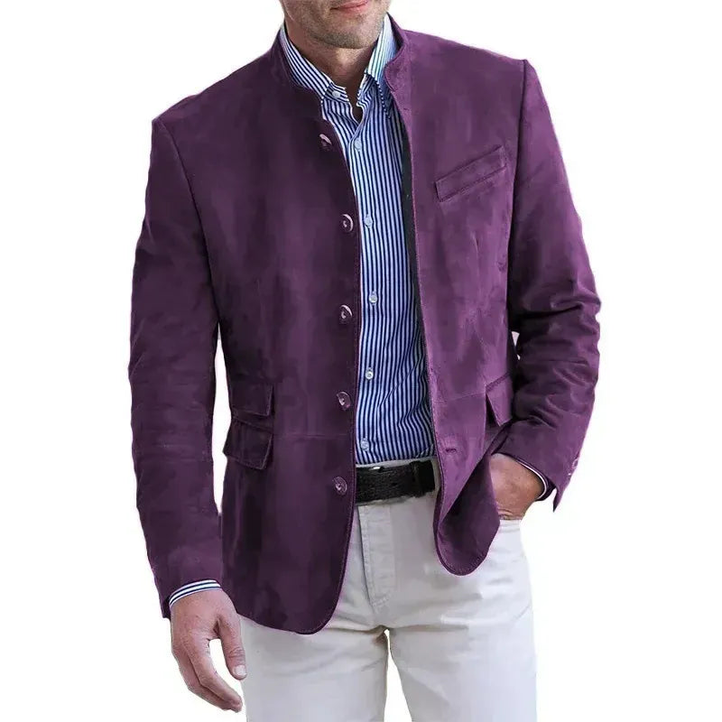 Tavrik - Blazer de cuello alto con textura suave al tacto