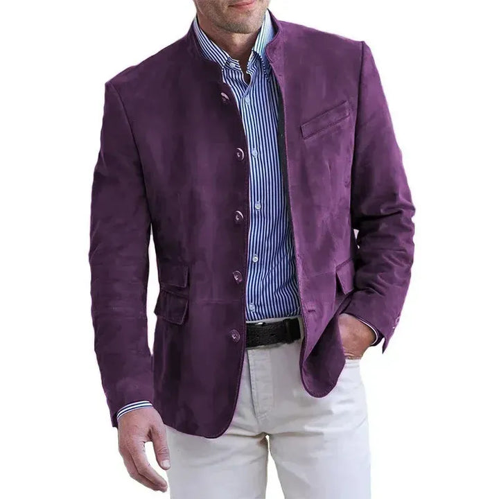 Tavrik - Blazer de cuello alto con textura suave al tacto