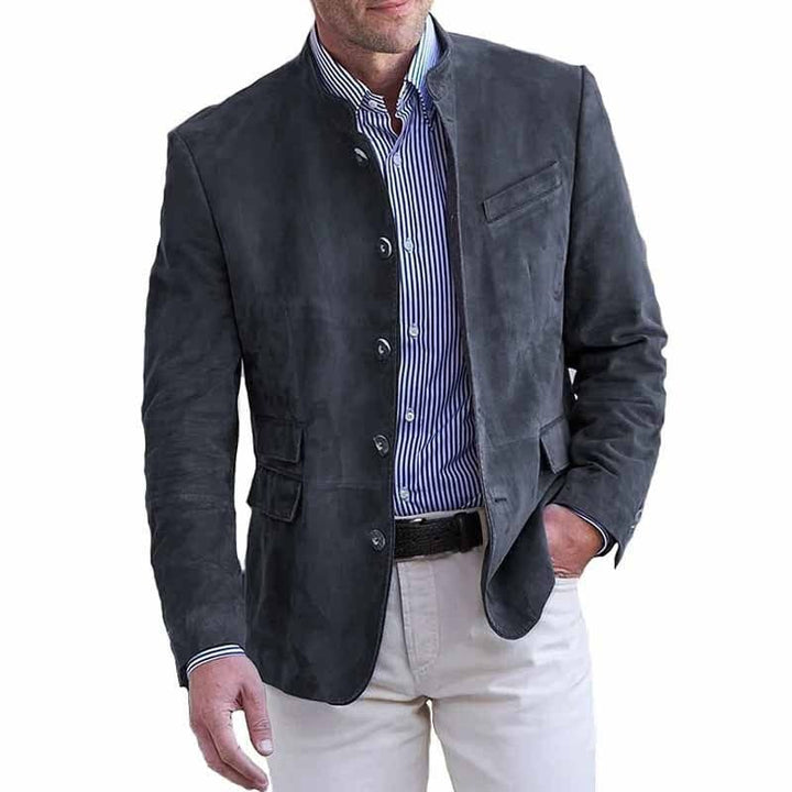 Tavrik - Blazer de cuello alto con textura suave al tacto