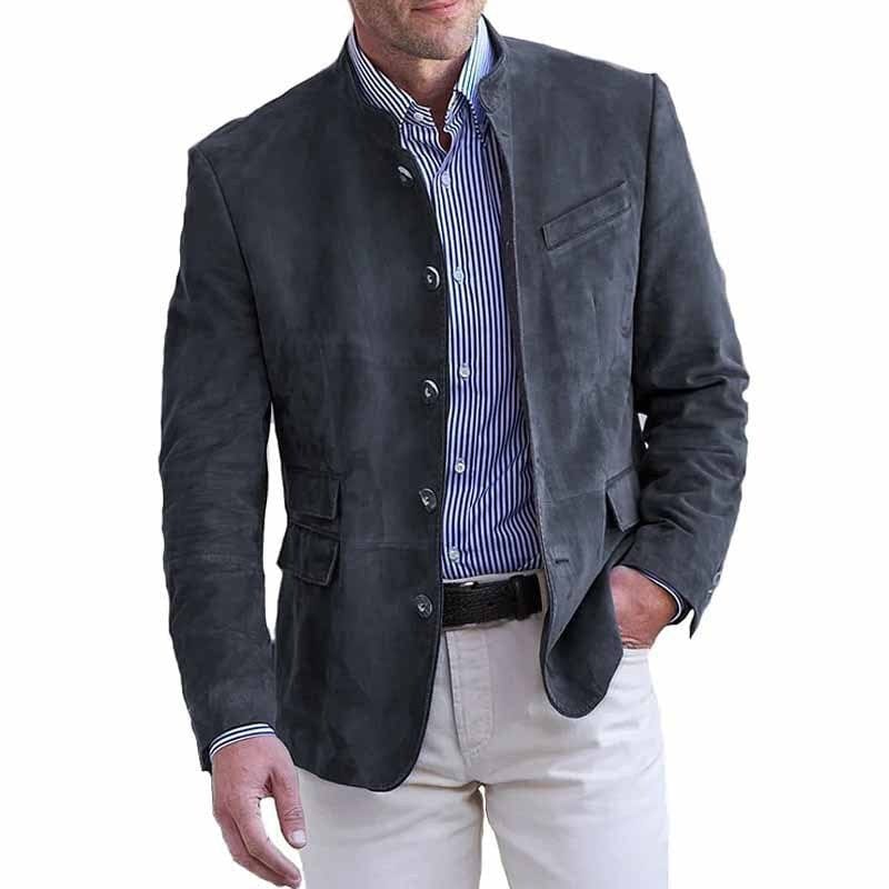 Tavrik - Blazer de cuello alto con textura suave al tacto