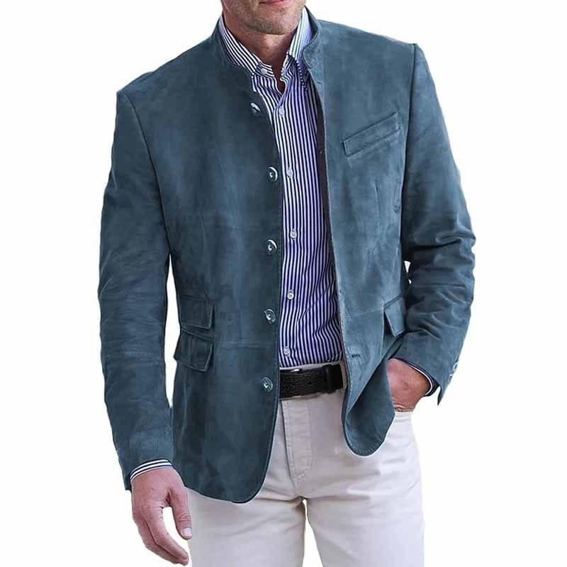 Tavrik - Blazer de cuello alto con textura suave al tacto