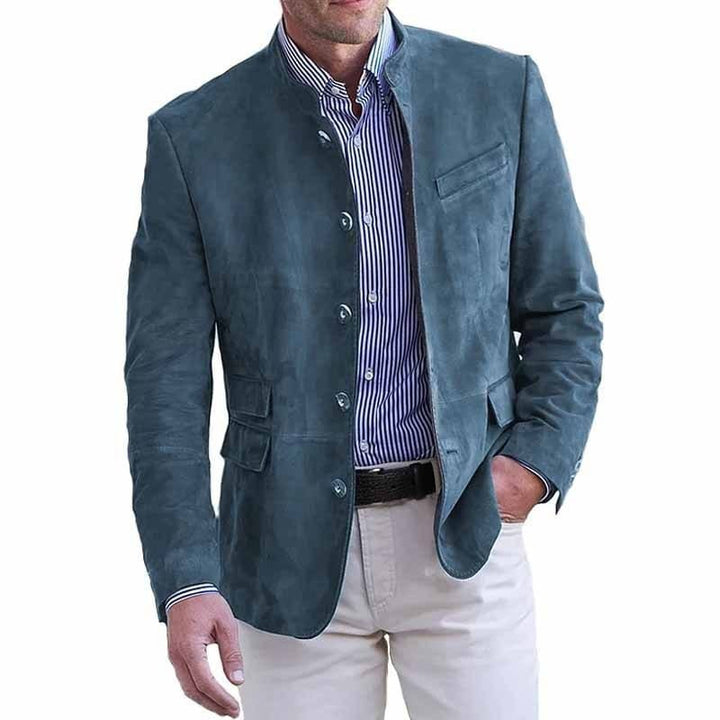 Tavrik - Blazer de cuello alto con textura suave al tacto