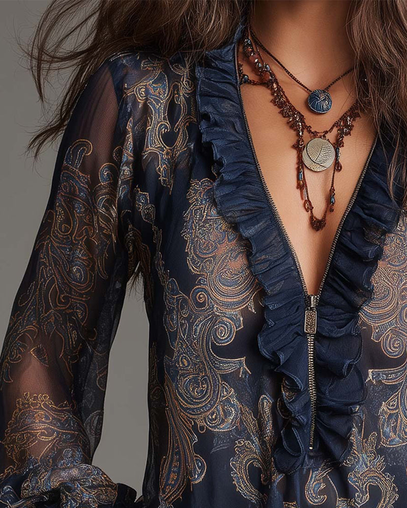 Norina - Blusa con escote en V de tacto suave