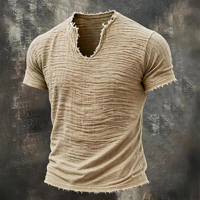 Jarrett - Playera de cuello en V texturizada