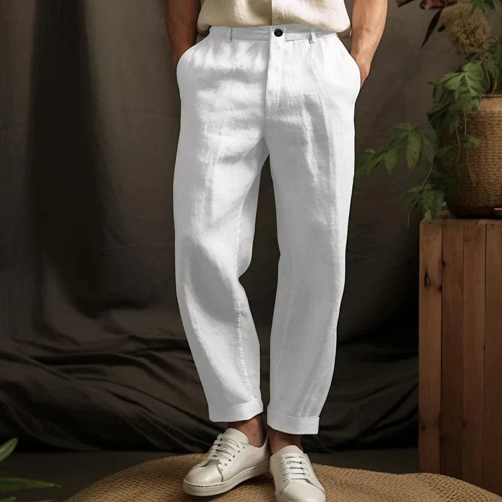 Yorick - Pantalón de lino transpirable con cintura ajustable
