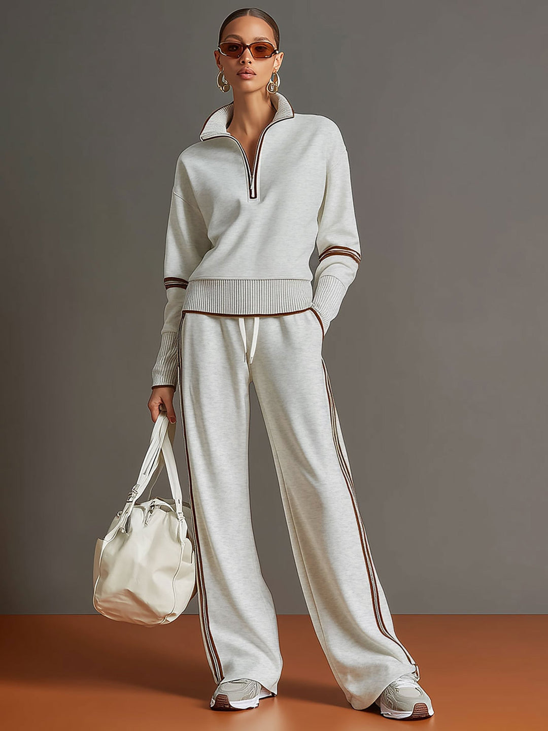 Ovia - Conjunto de dos piezas con pantalón de pierna ancha y tacto suave