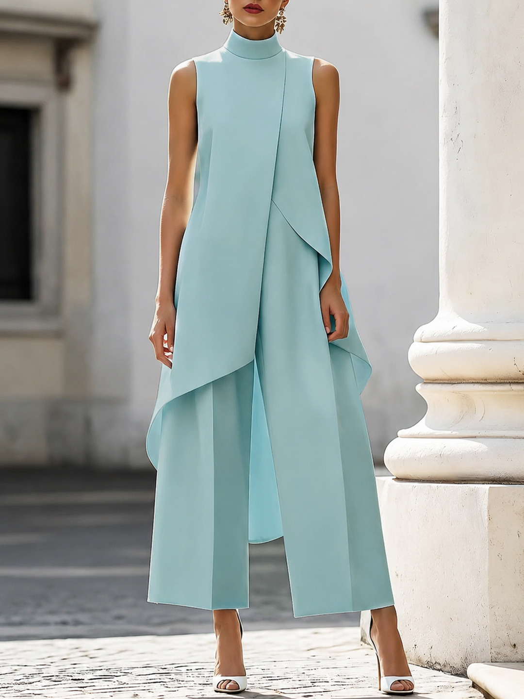 Carina - Conjunto con pantalón de pierna ancha estructurado