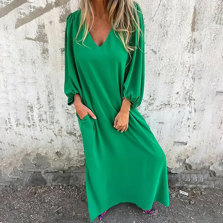 Sirelia - Vestido boho drapeado de tacto suave