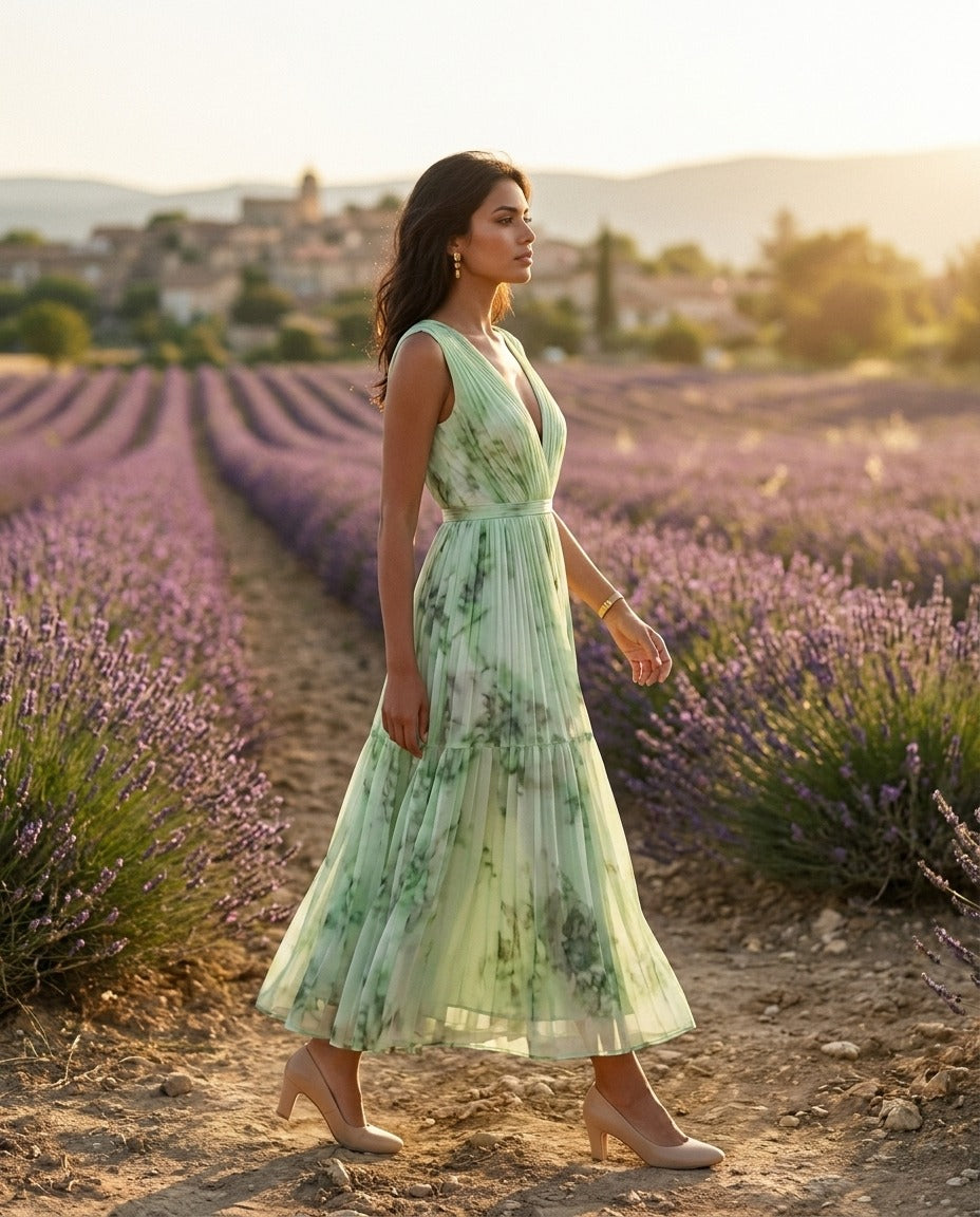 Nadia - Vestido midi plisado floral