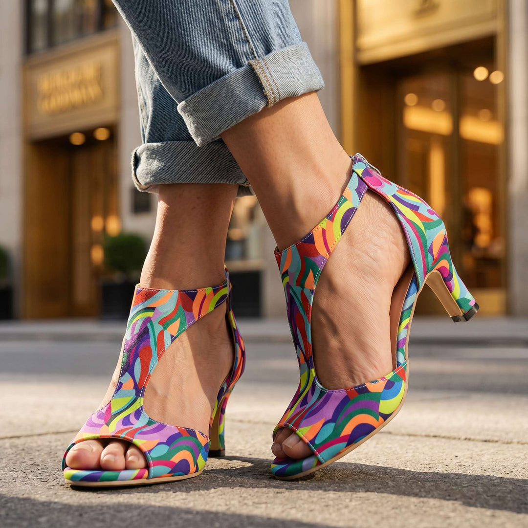 Corabelle - Sandalias elegantes de tacón con tira en T
