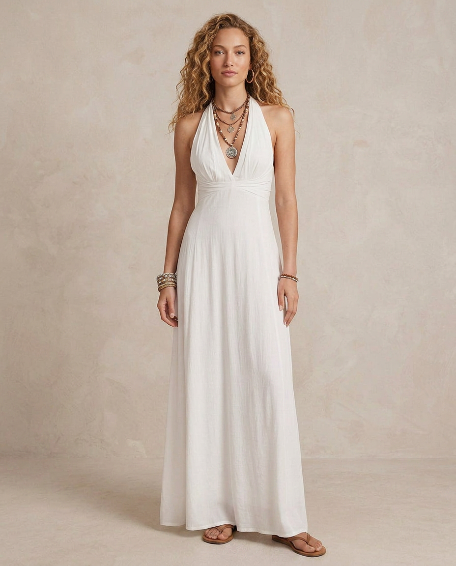 Emelia - Maxivestido con escote halter de tacto suave