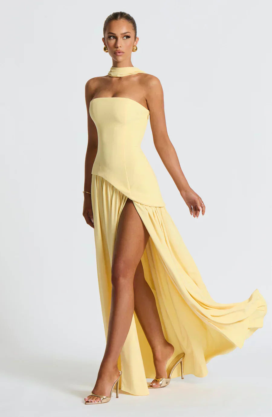 Rynellea - Vestido de noche elegante sin tirantes
