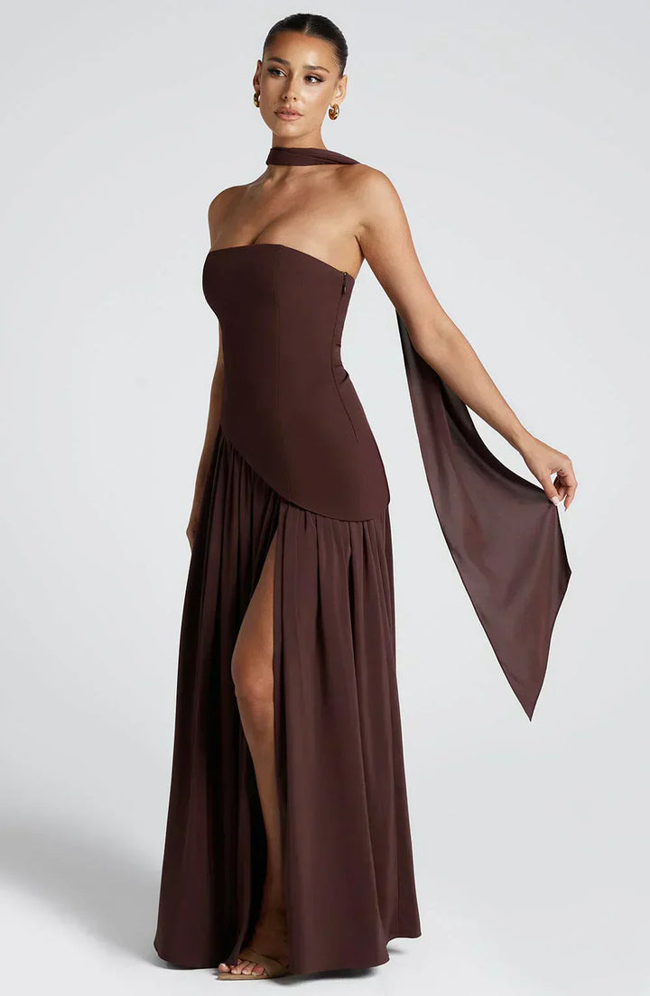 Rynellea - Vestido de noche elegante sin tirantes