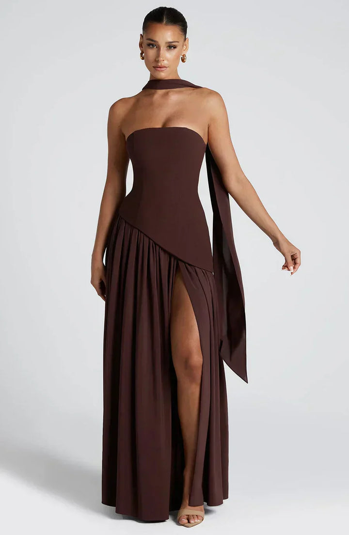 Rynellea - Vestido de noche elegante sin tirantes