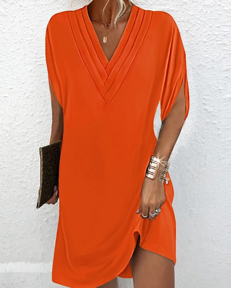 Vianelle - Vestido de tacto suave con escote en V