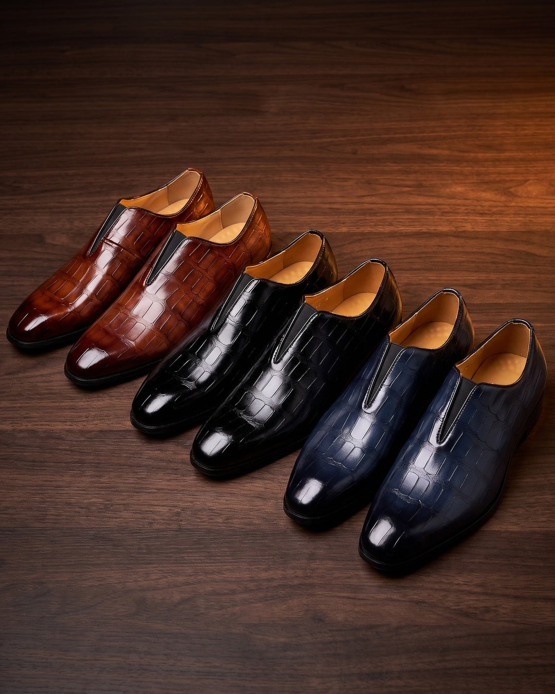 Denton - Mocasines sin cordones con efecto cocodrilo