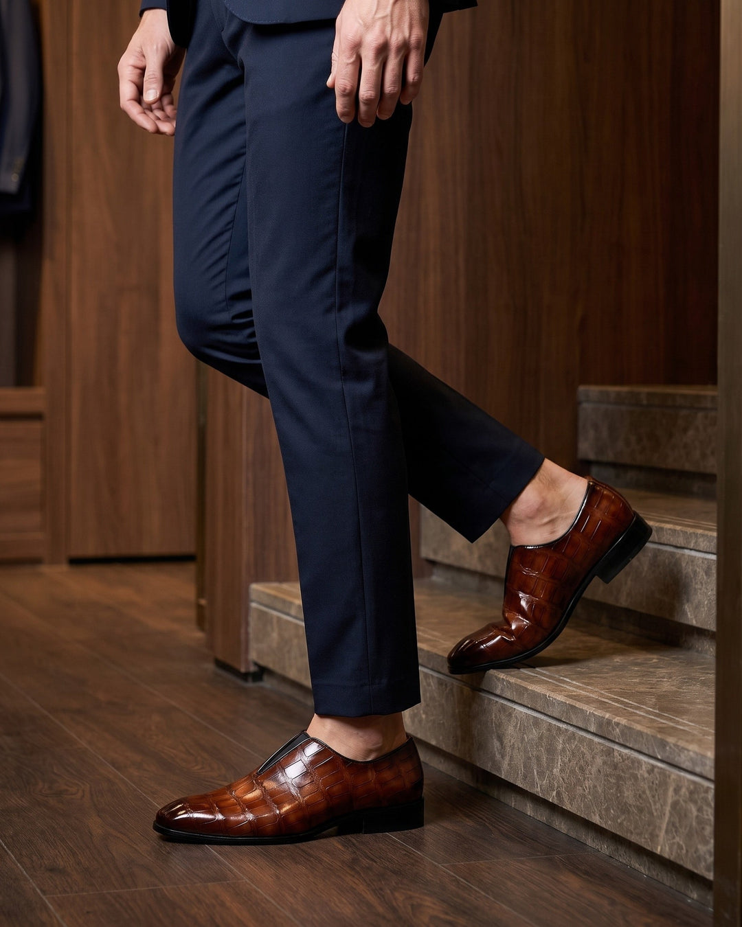 Denton - Mocasines sin cordones con efecto cocodrilo