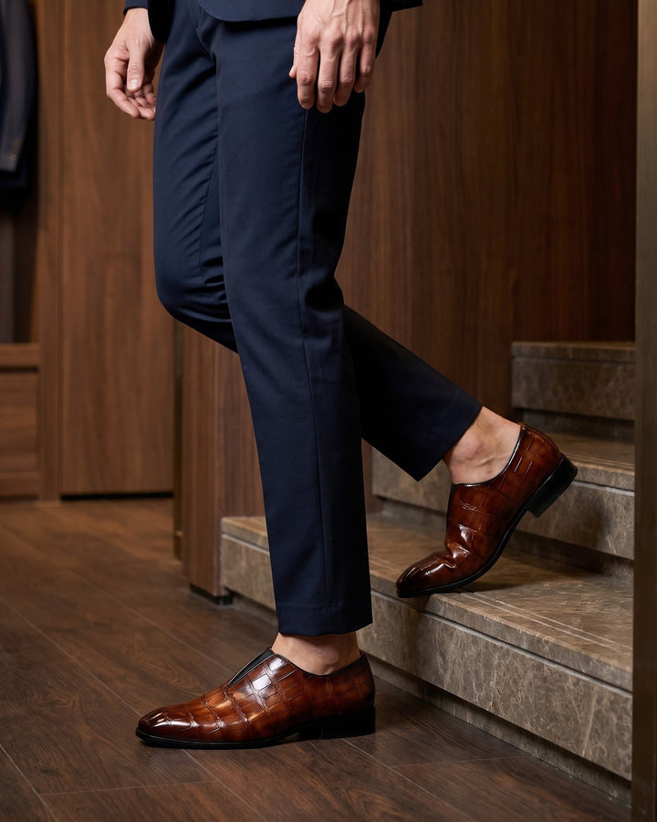 Denton - Mocasines sin cordones con efecto cocodrilo