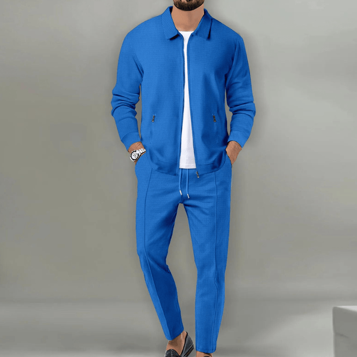Zaren - Conjunto texturizado de chaqueta y pantalón