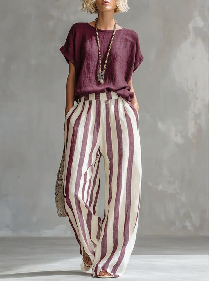 Eulalie - Conjunto de camisa texturizada y shorts