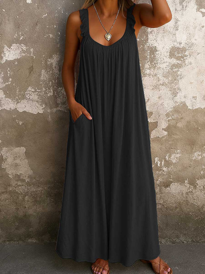 Sylvana - Vestido maxi con tirantes con holanes