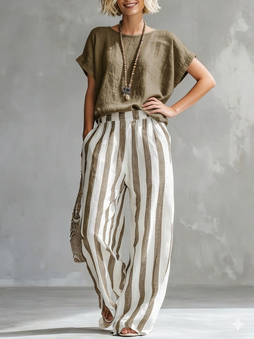 Eulalie - Conjunto de camisa texturizada y shorts