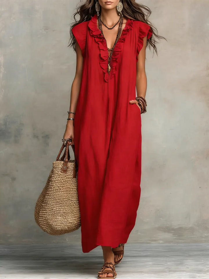 Ivara - Vestido maxi de lino premium