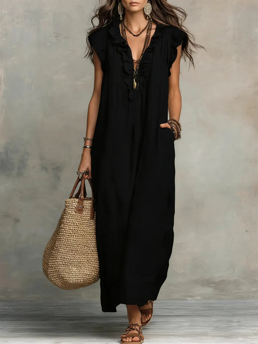 Ivara - Vestido maxi de lino premium