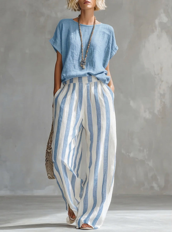 Eulalie - Conjunto de camisa texturizada y shorts