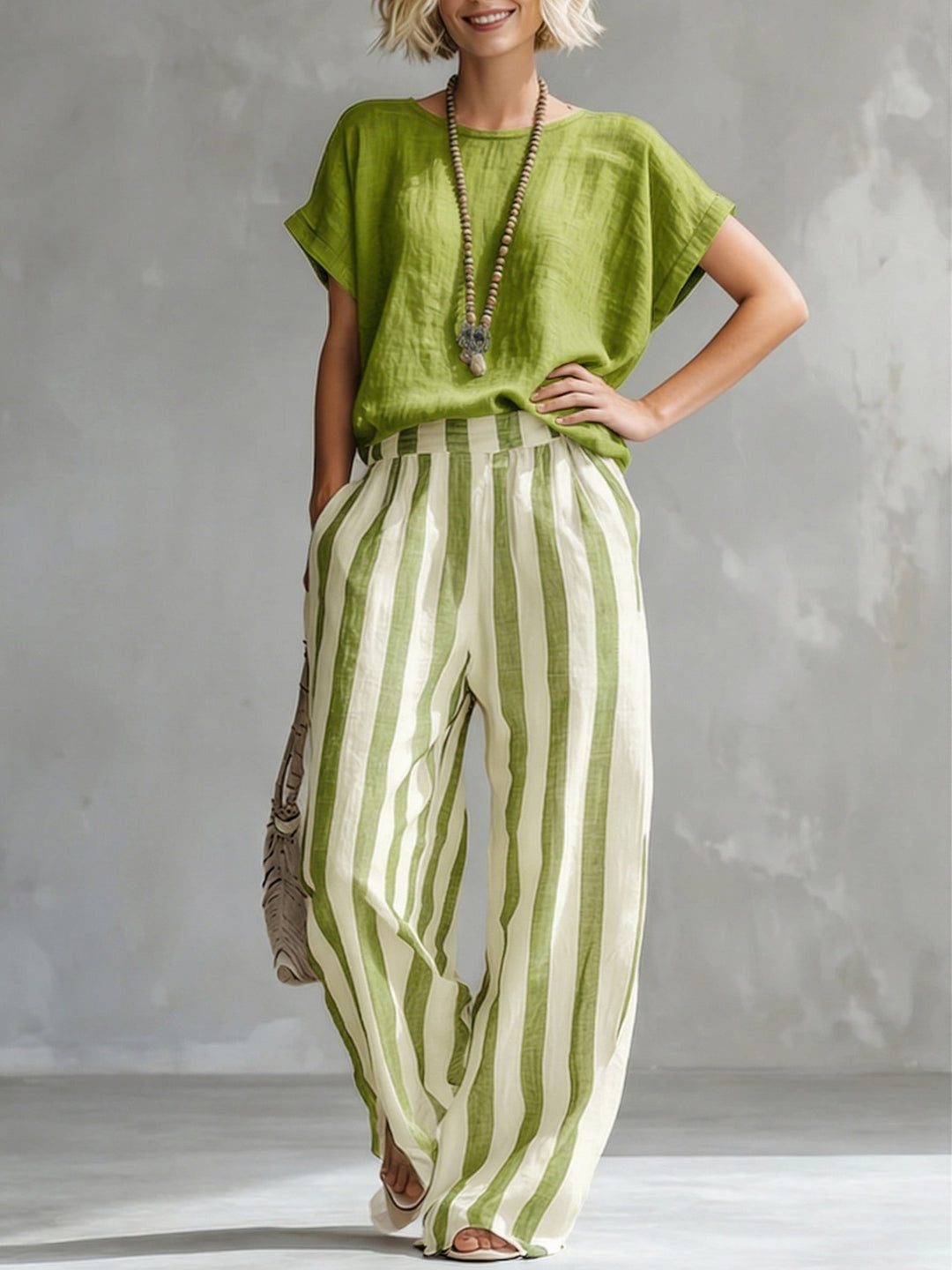 Eulalie - Conjunto de camisa texturizada y shorts