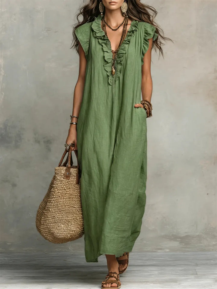 Ivara - Vestido maxi de lino premium