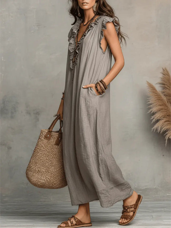 Ivara - Vestido maxi de lino premium