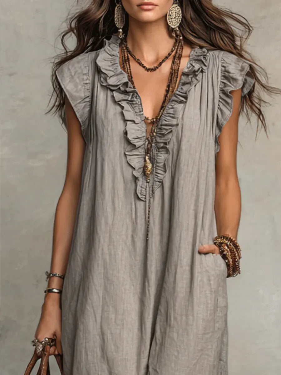Ivara - Vestido maxi de lino premium