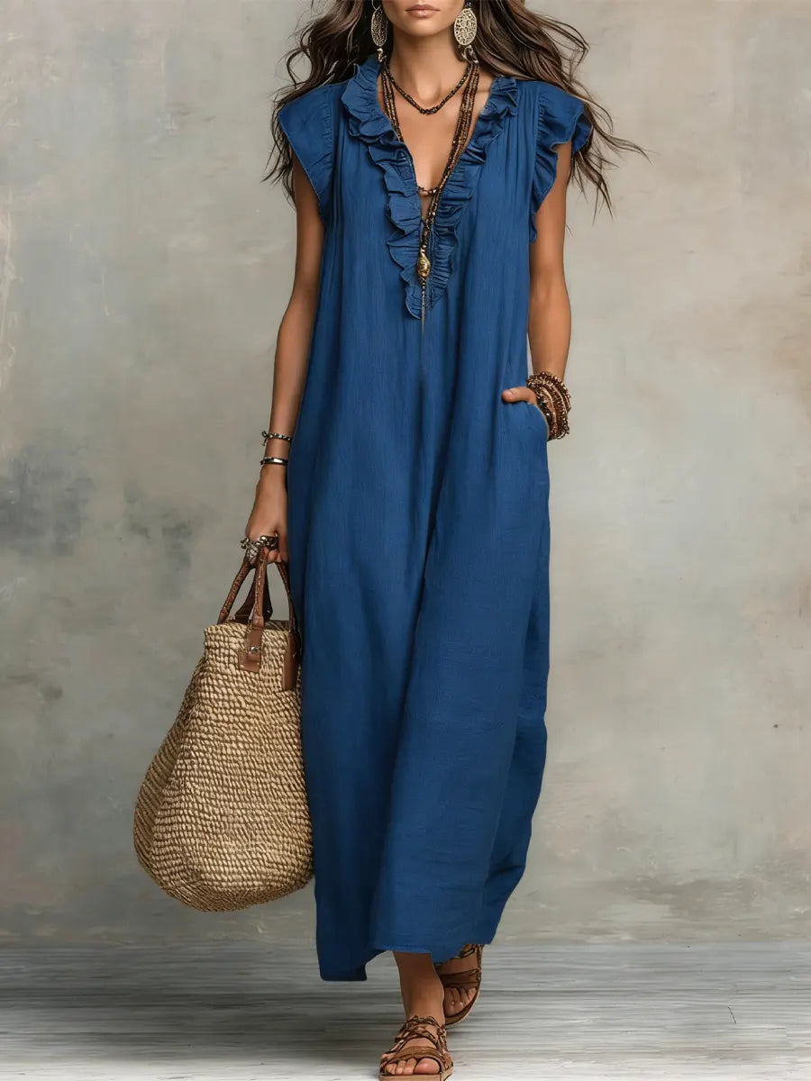 Ivara - Vestido maxi de lino premium