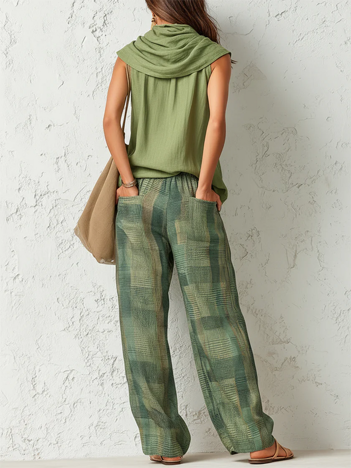Beatrice - Conjunto de blusa ligera y pantalón de pierna ancha