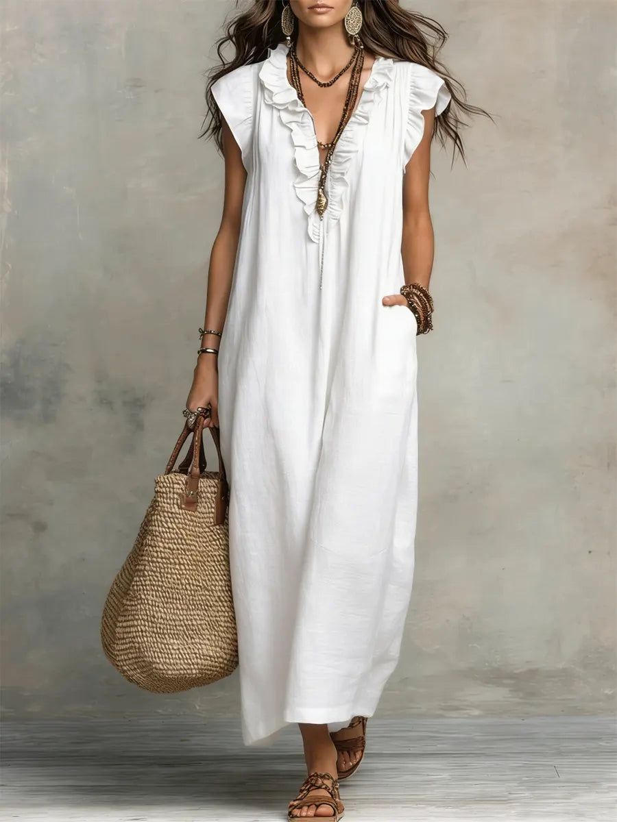 Ivara - Vestido maxi de lino premium