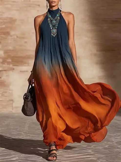 Calissa - Vestido maxi con escote halter y suave al tacto
