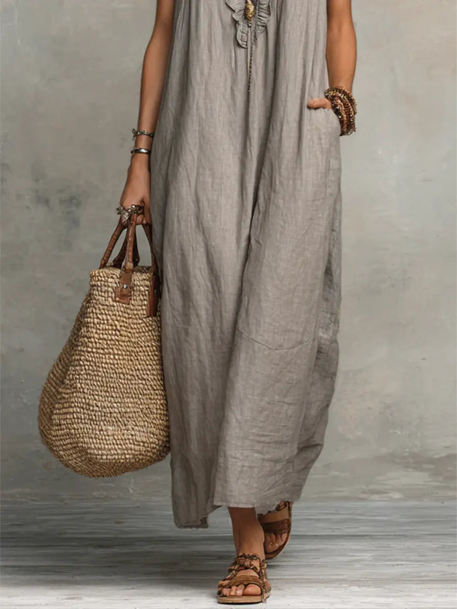 Ivara - Vestido maxi de lino premium
