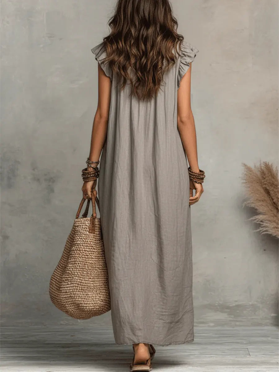 Ivara - Vestido maxi de lino premium